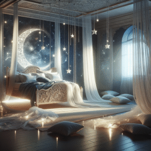 Celestial Canopy: Starry Night Hanging Bed