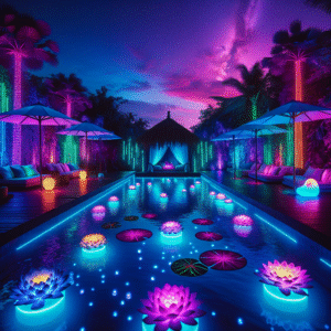 Neon Oasis: The Luminescent Pool of Dreams