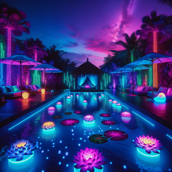 Neon Oasis: The Luminescent Pool of Dreams