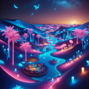 Neon Oasis: The Luminous Desert Retreat
