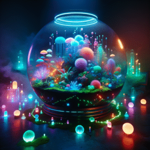 Luminous Dreamscapes: The Neon Terrarium