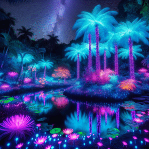 Luminous Oasis: Neon Garden Escape
